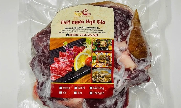 Thịt ngựa Ngô Gia đã được đóng túi hút chân không cẩn thận